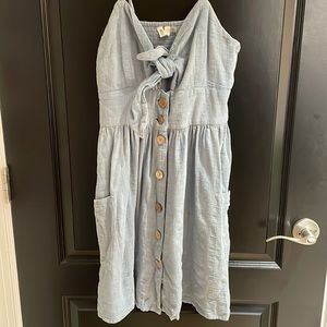 Roxy soft mini dress with bow and buttons